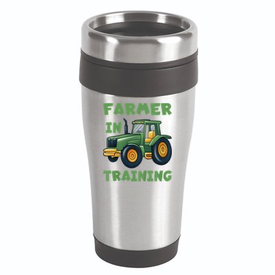 Kids Funny Tractor Boy Farmer In Training Gift 16oz Travel Tumbler