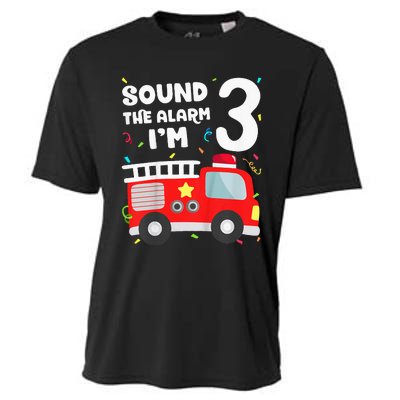 Kids Fire Truck 3rd Birthday Boy Firefighter 3 Year Old Cooling Performance Crew T-Shirt