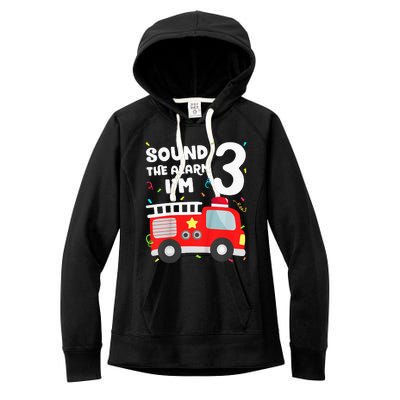 Kids Fire Truck 3rd Birthday Boy Firefighter 3 Year Old Women's Fleece Hoodie