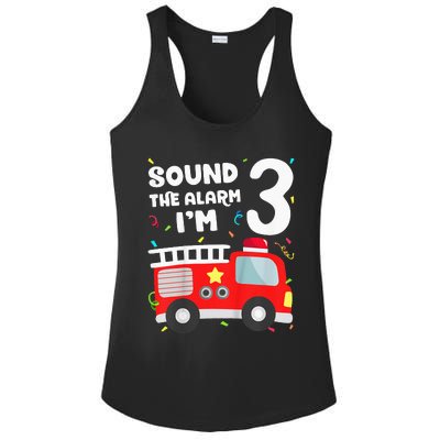 Kids Fire Truck 3rd Birthday Boy Firefighter 3 Year Old Ladies PosiCharge Competitor Racerback Tank