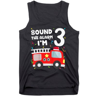 Kids Fire Truck 3rd Birthday Boy Firefighter 3 Year Old Tank Top