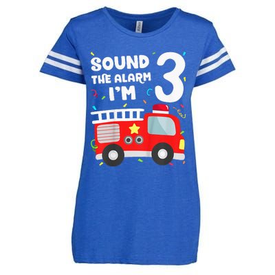 Kids Fire Truck 3rd Birthday Boy Firefighter 3 Year Old Enza Ladies Jersey Football T-Shirt