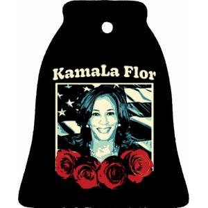 Kamala Flor Todos Con Kamala Harris Latinos For Kamala Ceramic Bell Ornament