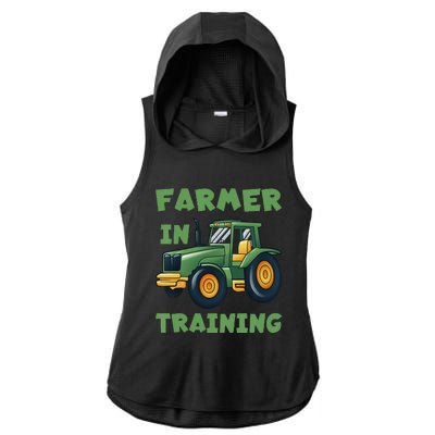 Kids Funny Tractor Boy Farmer In Training Tractor Graphic Ladies PosiCharge Tri-Blend Wicking Draft Hoodie Tank