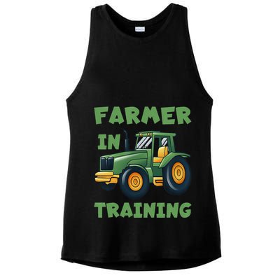 Kids Funny Tractor Boy Farmer In Training Tractor Graphic Ladies PosiCharge Tri-Blend Wicking Tank