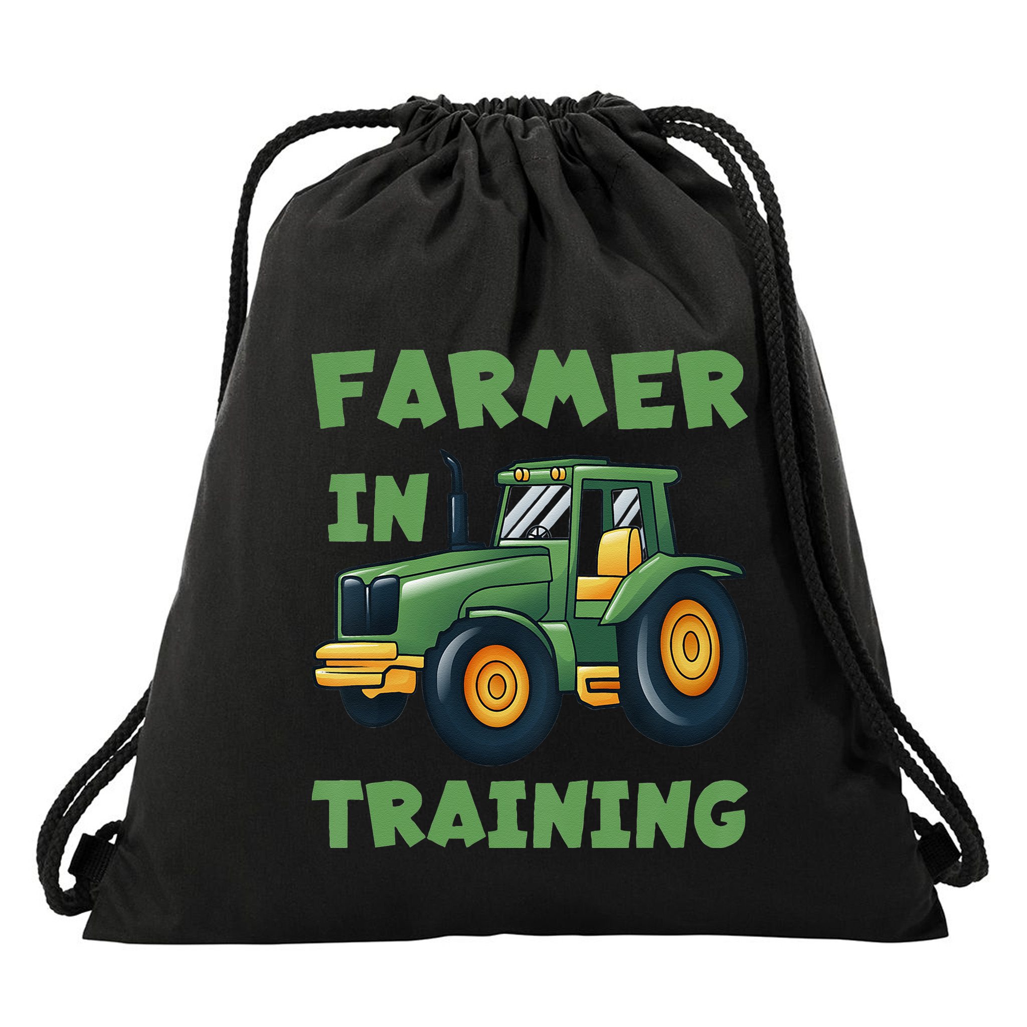 Kids Funny Tractor Boy Farmer In Training Tractor Graphic Drawstring Bag