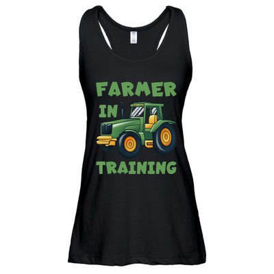 Kids Funny Tractor Boy Farmer In Training Tractor Graphic Ladies Essential Flowy Tank