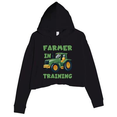 Kids Funny Tractor Boy Farmer In Training Tractor Graphic Crop Fleece Hoodie