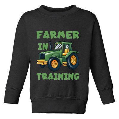 Kids Funny Tractor Boy Farmer In Training Tractor Graphic Toddler Sweatshirt