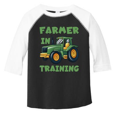 Kids Funny Tractor Boy Farmer In Training Tractor Graphic Toddler Fine Jersey T-Shirt