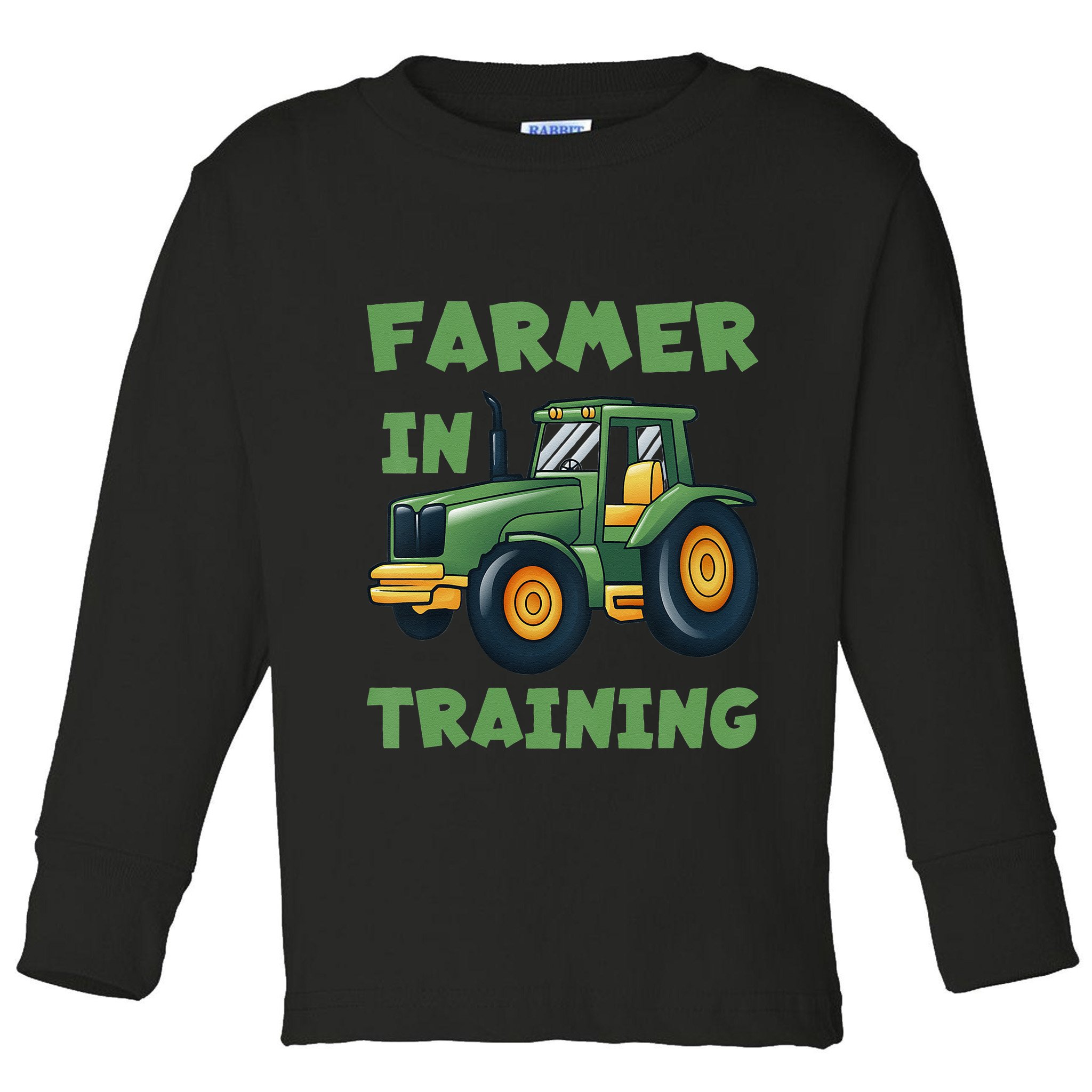 Kids Funny Tractor Boy Farmer In Training Tractor Graphic Toddler Long Sleeve Shirt