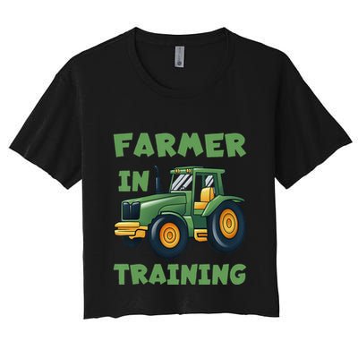Kids Funny Tractor Boy Farmer In Training Tractor Graphic Crop Top