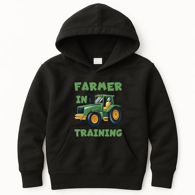 Kids Funny Tractor Boy Farmer In Training Tractor Graphic Kids Hoodie
