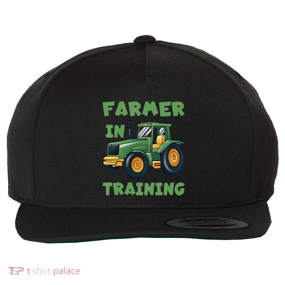Kids Funny Tractor Boy Farmer In Training Tractor Graphic Wool Snapback Cap