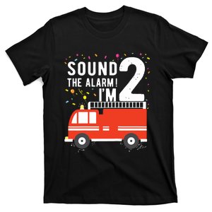 Kids Fire Truck 2nd Birthday Boy 2 Year Old Firefighter T-Shirt