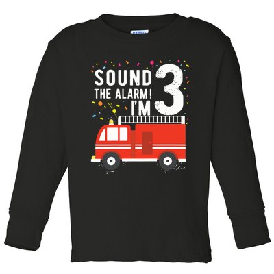 Kids Fire Truck 3rd Birthday Boy 3 Year Old Firefighter Toddler Long Sleeve Shirt