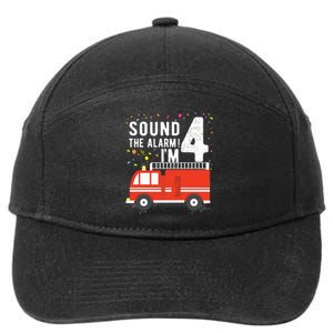 Kids Fire Truck 4th Birthday Boy 4 Year Old Firefighter 7-Panel Snapback Hat