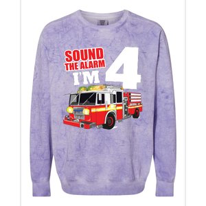 Kids Fire Truck 4th Birthday Boy Firefighter 4 Year Old Colorblast Crewneck Sweatshirt