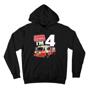 Kids Fire Truck 4th Birthday Boy Firefighter 4 Year Old Hoodie