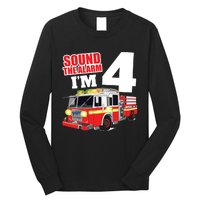 Kids Fire Truck 4th Birthday Boy Firefighter 4 Year Old Long Sleeve Shirt