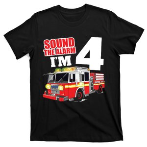 Kids Fire Truck 4th Birthday Boy Firefighter 4 Year Old T-Shirt