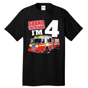 Kids Fire Truck 4th Birthday Boy Firefighter 4 Year Old Tall T-Shirt