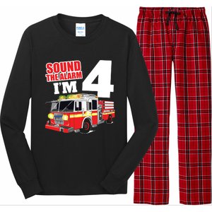 Kids Fire Truck 4th Birthday Boy Firefighter 4 Year Old Long Sleeve Pajama Set