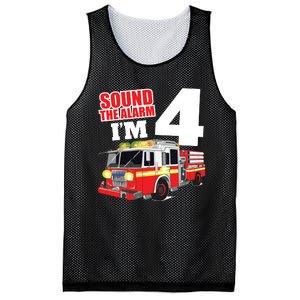 Kids Fire Truck 4th Birthday Boy Firefighter 4 Year Old Mesh Reversible Basketball Jersey Tank