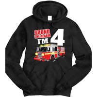 Kids Fire Truck 4th Birthday Boy Firefighter 4 Year Old Tie Dye Hoodie