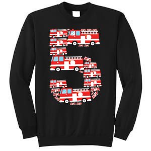 Kids Fire Truck 5th Birthday Boy 5 Year Old Firefighter Sweatshirt