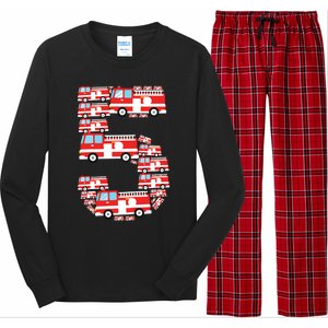 Kids Fire Truck 5th Birthday Boy 5 Year Old Firefighter Long Sleeve Pajama Set