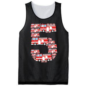 Kids Fire Truck 5th Birthday Boy 5 Year Old Firefighter Mesh Reversible Basketball Jersey Tank