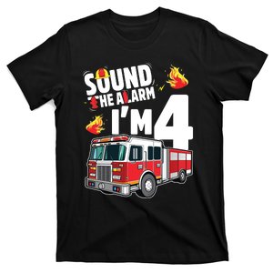 Kids Fire Truck 4th Birthday Boy Firefighter 4 Year Old T-Shirt