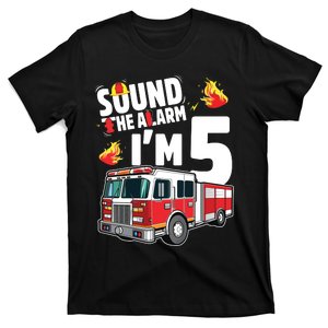 Kids Fire Truck 5th Birthday Boy Firefighter 5 Year Old T-Shirt