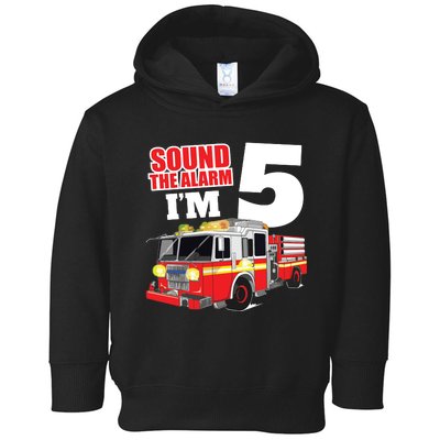 Kids Fire Truck 5th Birthday Boy Firefighter Five 5 Year Old Toddler Hoodie