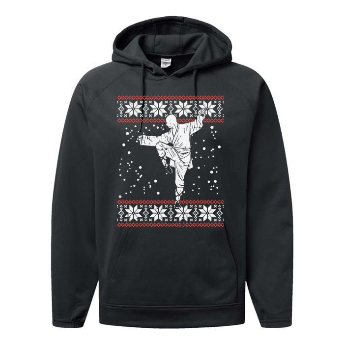 Kung Fu Ugly Christmas Sweater Martial Arts Fighter Performance Fleece Hoodie