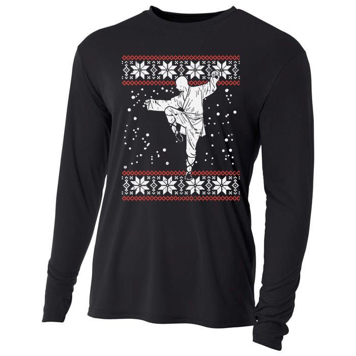 Kung Fu Ugly Christmas Sweater Martial Arts Fighter Cooling Performance Long Sleeve Crew