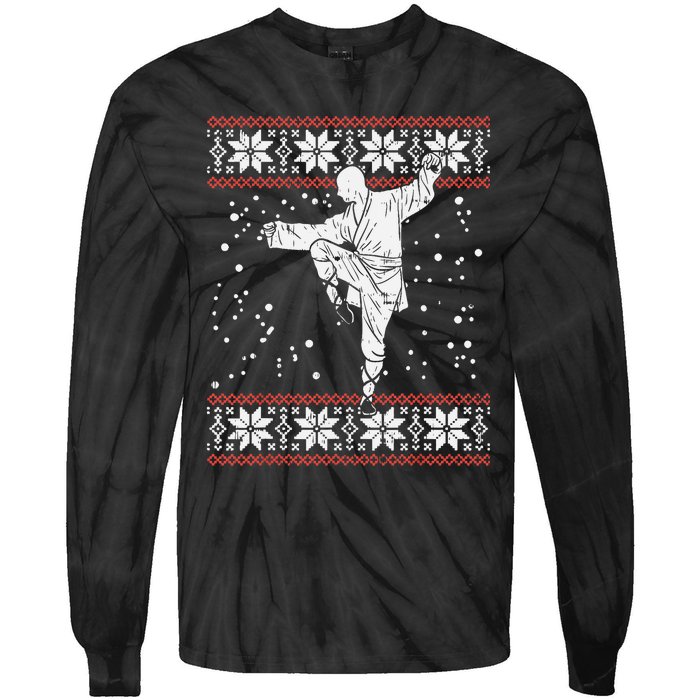 Kung Fu Ugly Christmas Sweater Martial Arts Fighter Tie-Dye Long Sleeve Shirt