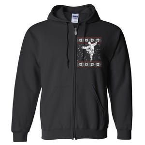 Kung Fu Ugly Christmas Sweater Martial Arts Fighter Full Zip Hoodie