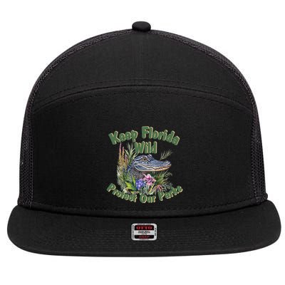 Keep Florida Wild Protect Florida Parks 7 Panel Mesh Trucker Snapback Hat