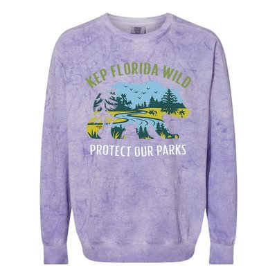 Keep Florida Wild Protect Our Parks Wildlife Graphic Colorblast Crewneck Sweatshirt