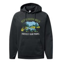 Keep Florida Wild Protect Our Parks Wildlife Graphic Performance Fleece Hoodie