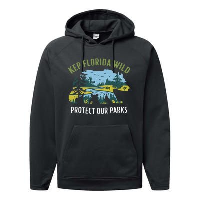 Keep Florida Wild Protect Our Parks Wildlife Graphic Performance Fleece Hoodie