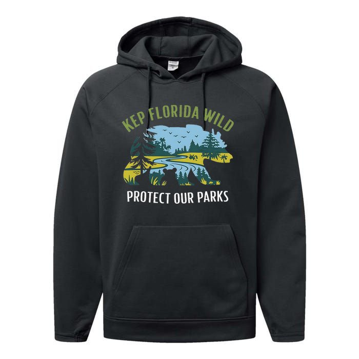 Keep Florida Wild Protect Our Parks Wildlife Graphic Performance Fleece Hoodie