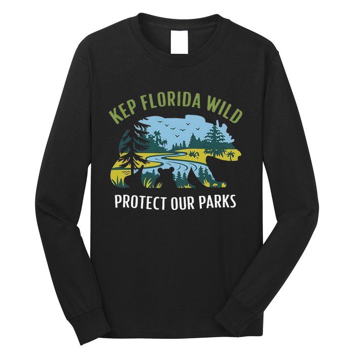 Keep Florida Wild Protect Our Parks Wildlife Graphic Long Sleeve Shirt