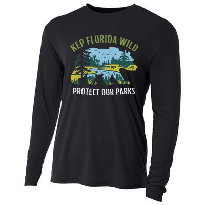 Keep Florida Wild Protect Our Parks Wildlife Graphic Cooling Performance Long Sleeve Crew