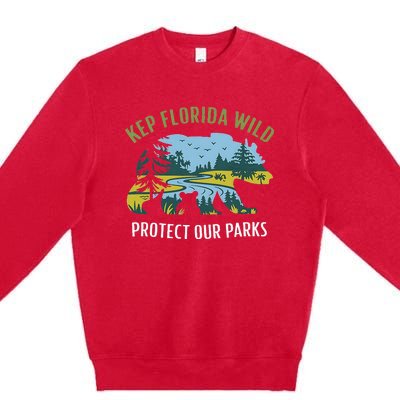 Keep Florida Wild Protect Our Parks Wildlife Graphic Premium Crewneck Sweatshirt