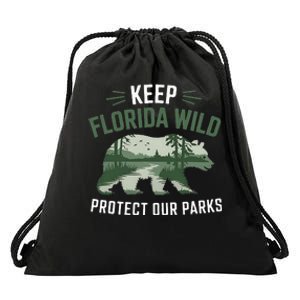 Keep Florida Wild Protect Our Parks Wildlife Graphic Drawstring Bag