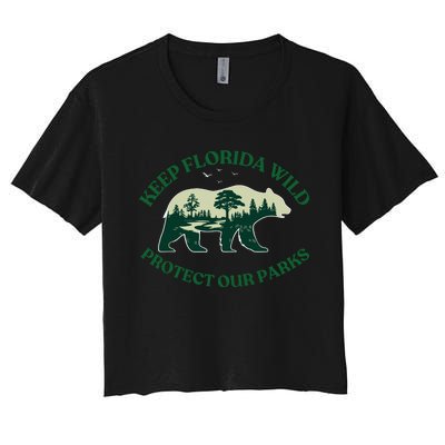 Keep Florida Wild Protect Our Parks Wildlife Graphic Women's Crop Top Tee