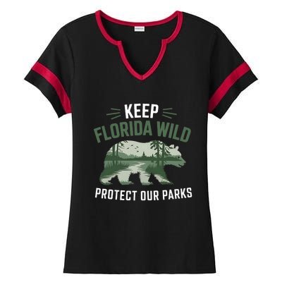 Keep Florida Wild Protect Our Parks Wildlife Graphic Ladies Halftime Notch Neck Tee